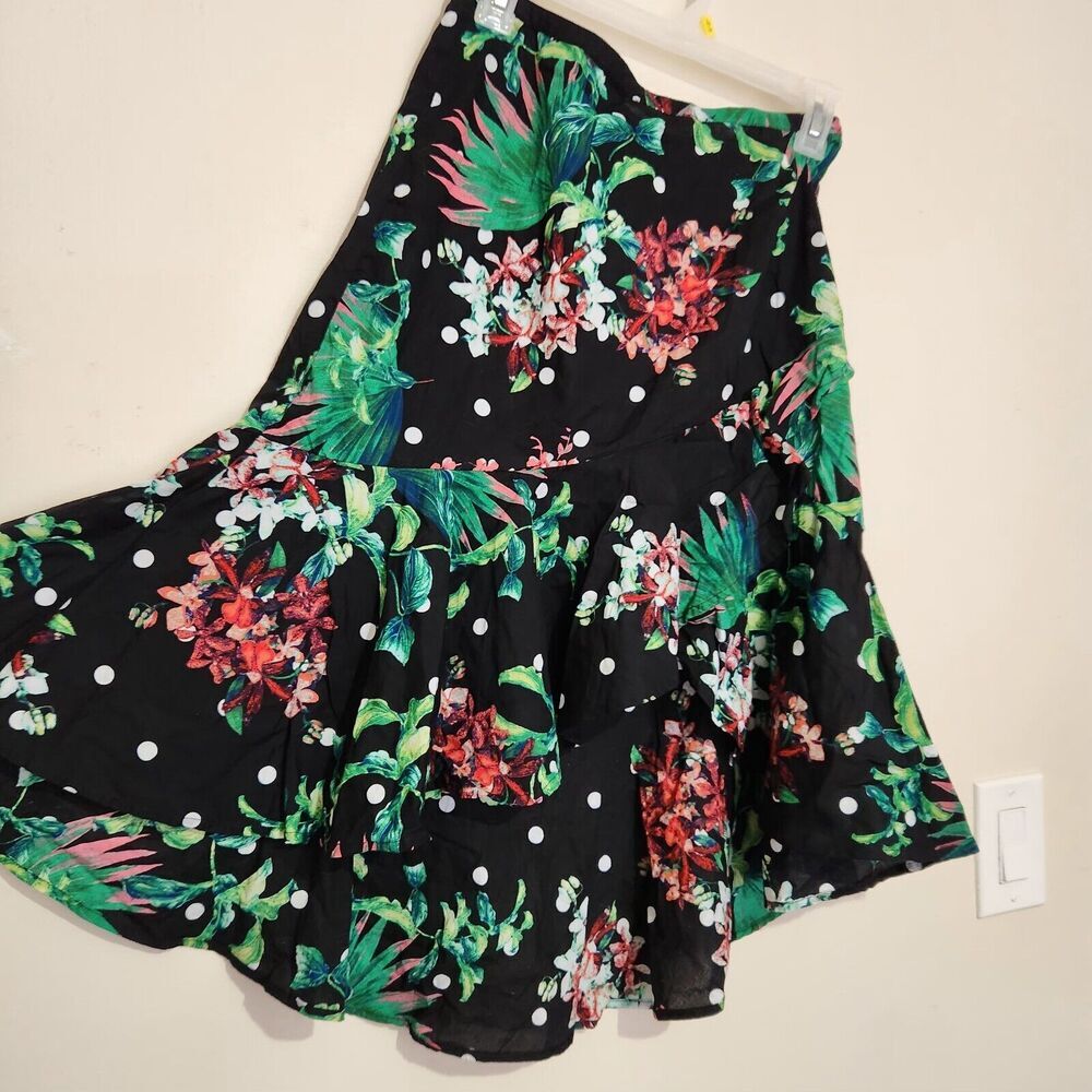 Bold Element Skirt Women Small Lightweight High Low Tropical Ruffle Skirt
